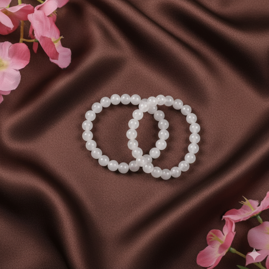 Light Pink Bead Bracelet  -Stretchable Elastic Bracelets for Women, Girls, and Kids - Image 2