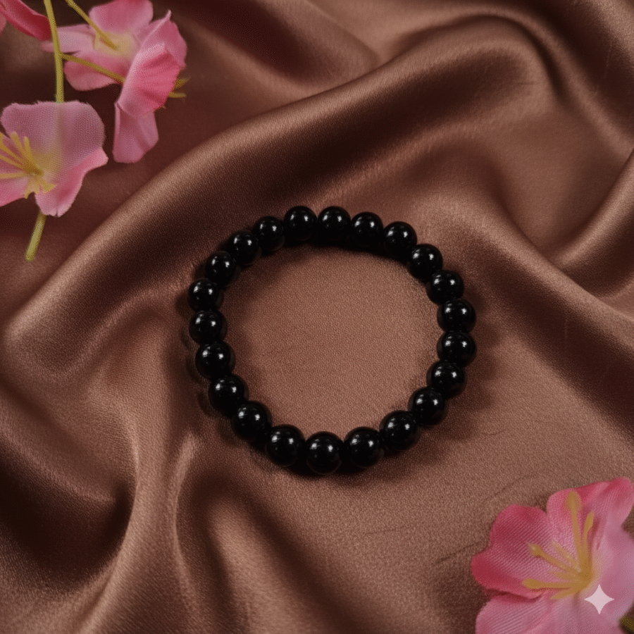 Jelly-Inspired Black Glass Bead Bracelet  -Stretchable Elastic Bracelets for Women, Girls, and Kids - Image 2