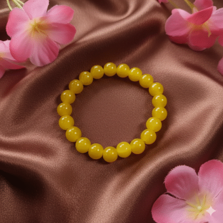 Yellow Glass Bead Bracelet  -Stretchable Elastic Bracelets for Women, Girls, and Kids