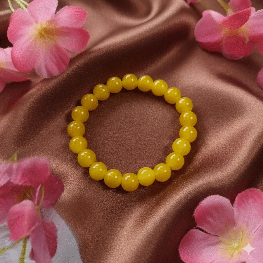 Yellow Glass Bead Bracelet  -Stretchable Elastic Bracelets for Women, Girls, and Kids - Image 2