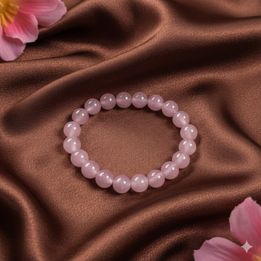 Light Pink Bead Bracelet  -Stretchable Elastic Bracelets for Women, Girls, and Kids - Image 3