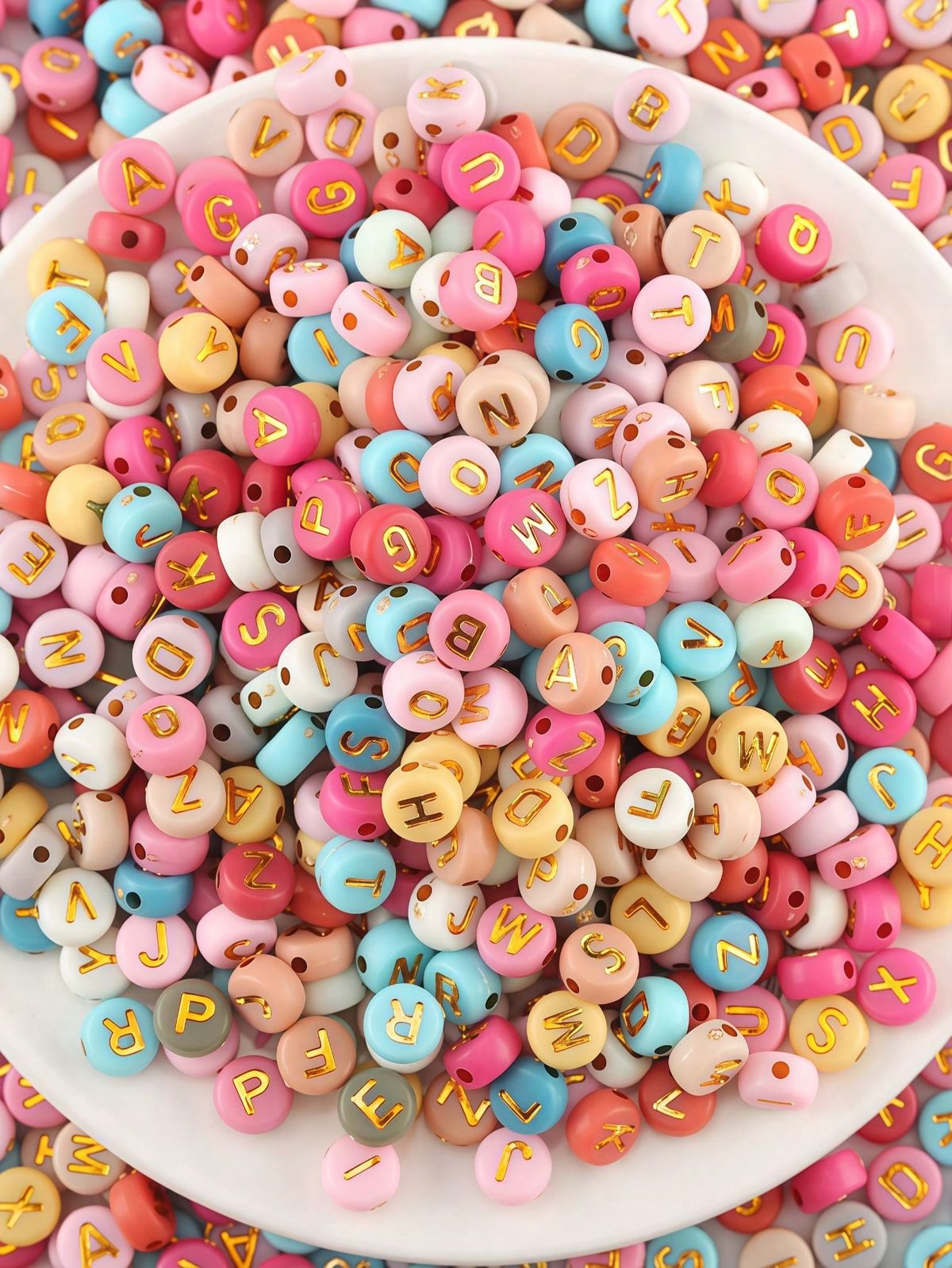 Alphabet Letter Round Bead 6mm | 250 Beads (Multicolor Golden) - Image 3