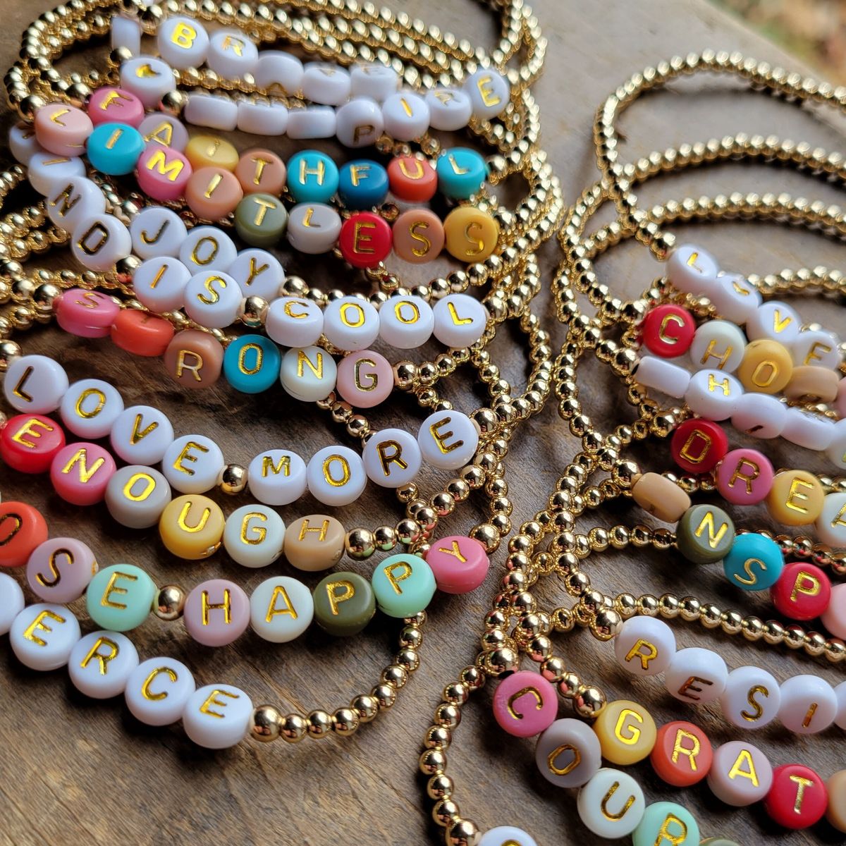 Alphabet Letter Round Bead 6mm | 250 Beads (Multicolor Golden) - Image 6
