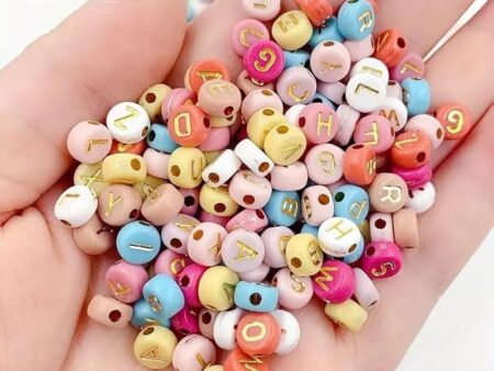 Alphabet Letter Round Bead 6mm  | 250 Beads (Multicolor Golden)