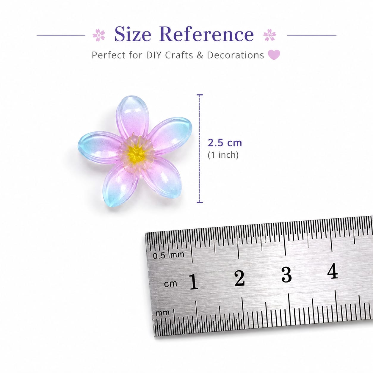 Purple 5 petal Flower for DIY Jewellery & Hair Clip Making 24 pcs - Image 3