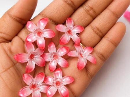 Red 5 petal Flower for DIY Jewelry & Hair Clip Making 24 pcs