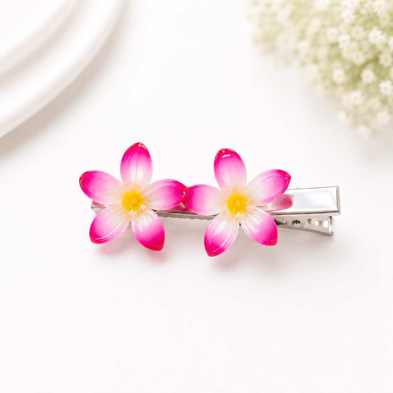 Pink 5 petal Flower for DIY Jewellery & Hair Clip Making 24 pcs - Image 3