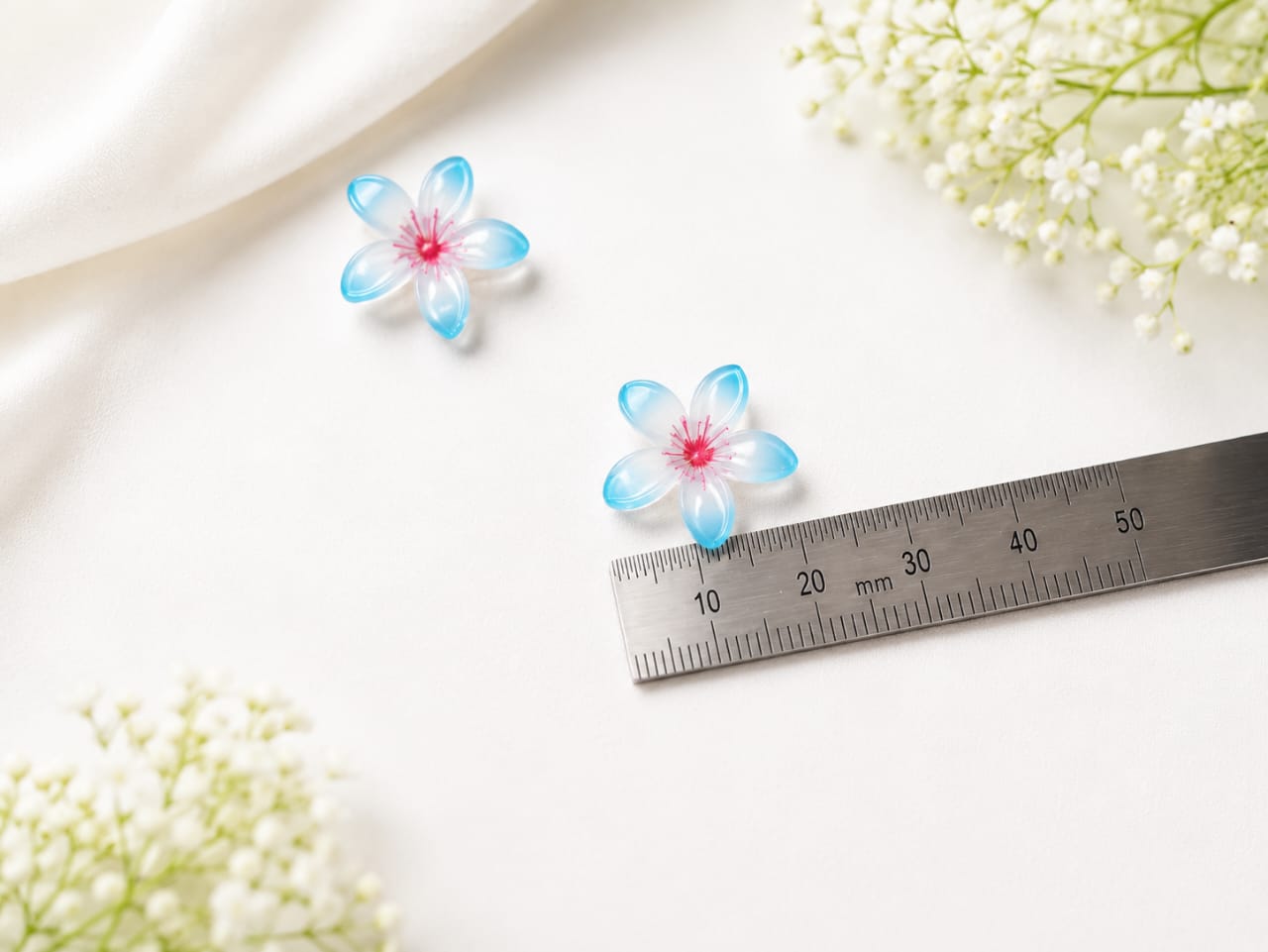 Blue 5 petal Flower for DIY Jewellery & Hair Clip Making 24 pcs - Image 4
