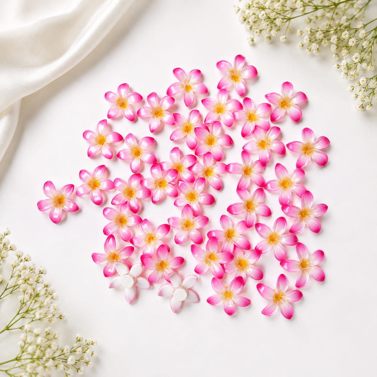 Pink 5 petal Flower for DIY Jewellery & Hair Clip Making 24 pcs - Image 2