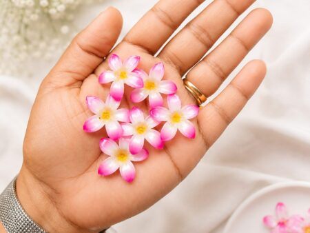 Pink 5 petal Flower for DIY Jewellery & Hair Clip Making 24 pcs