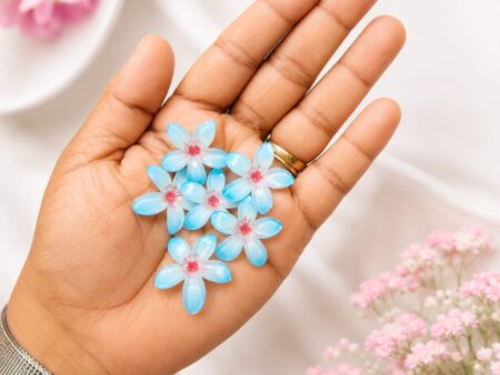 Blue 5 petal Flower for DIY Jewellery & Hair Clip Making 24 pcs