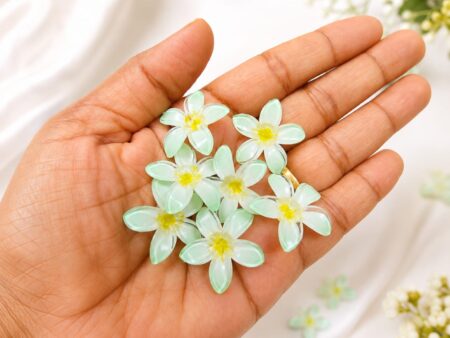 Green 5 petal Flower for DIY Jewellery & Hair Clip Making 24 pcs