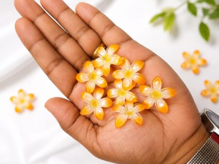 Orange 5 petal Flower for DIY Jewellery & Hair Clip Making 24 pcs