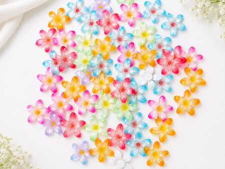 Multicolor 5 petal Flower for DIY Jewellery & Hair Clip Making 24 pcs