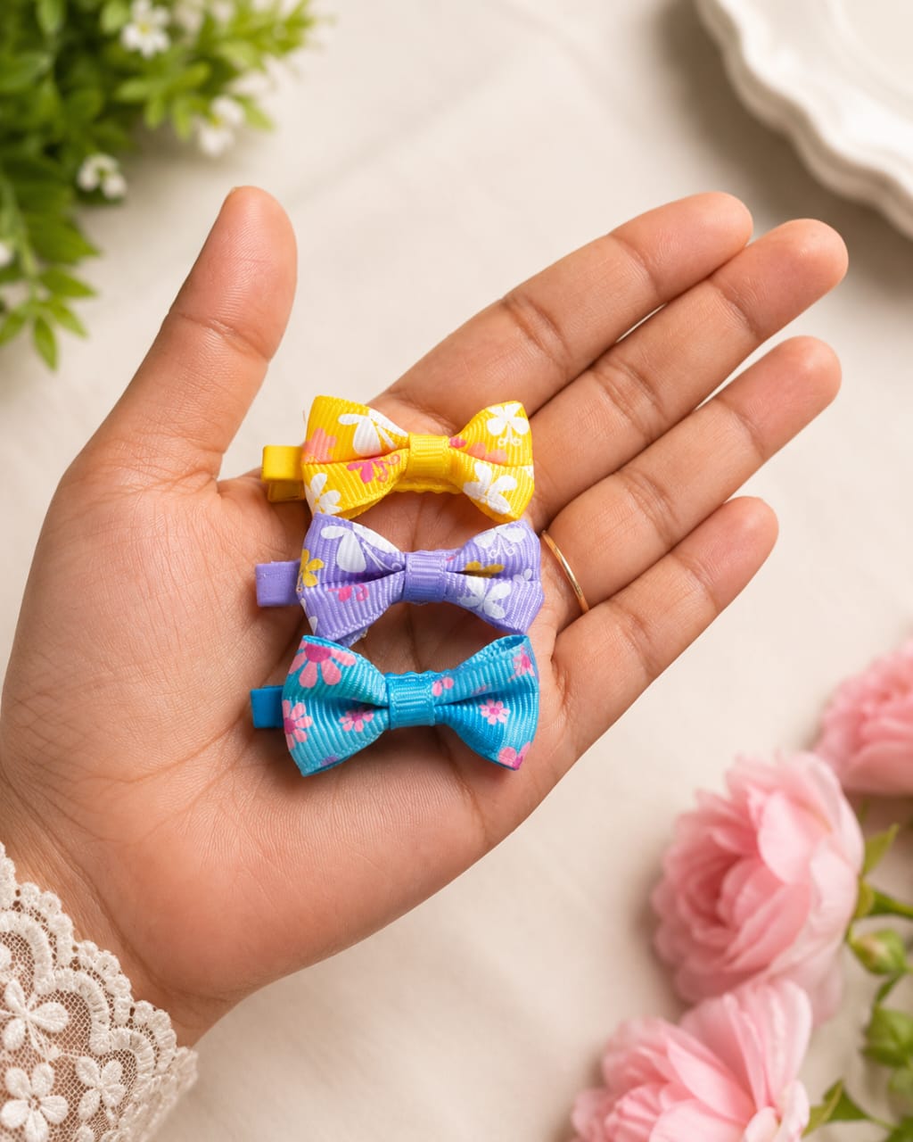 Cute Printed Bow Hair Clips for Girls (Pack of 12PCS)