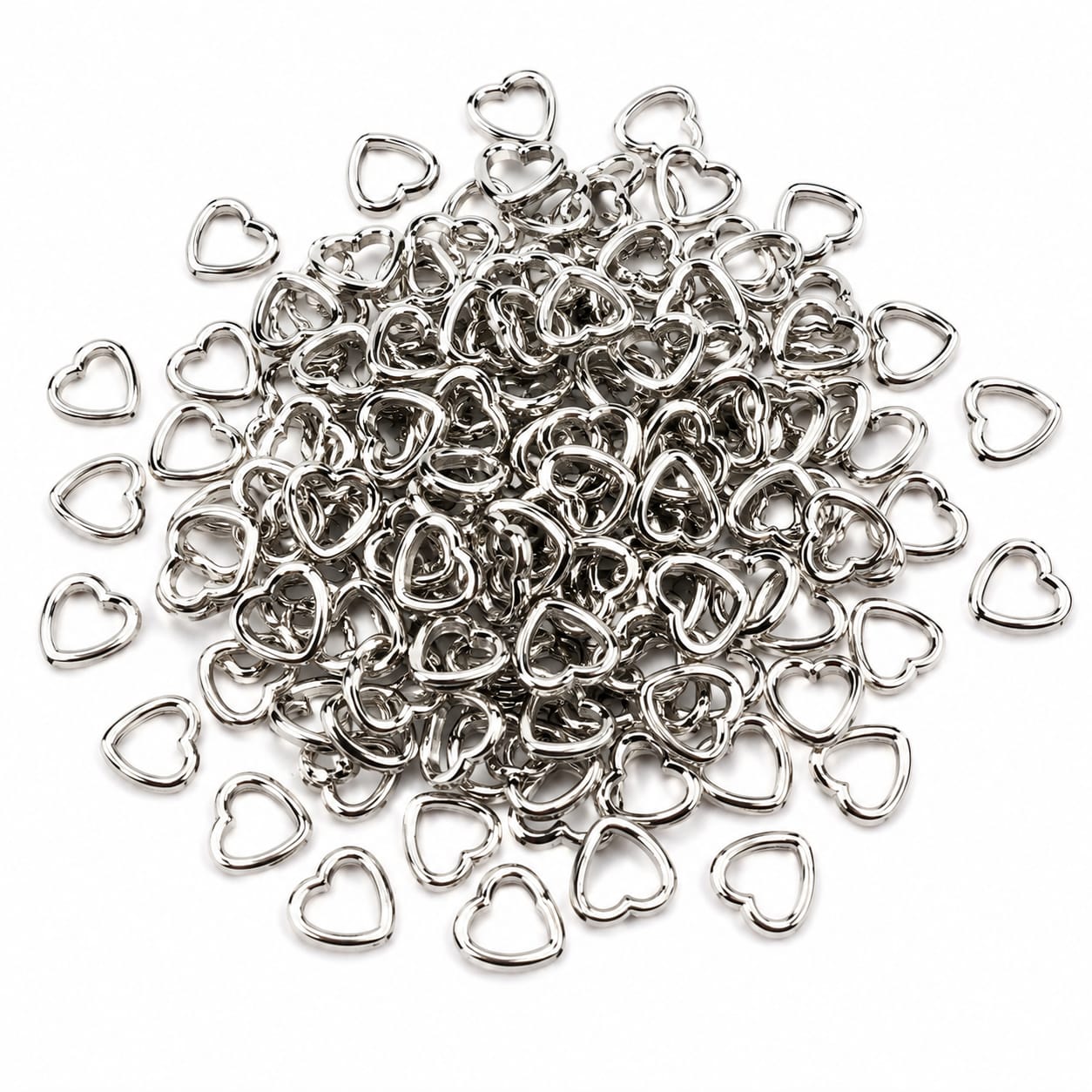 Silver Heart Shape Metal Rings | Open Heart Connectors for DIY Bracelet, Jewellery Making, Crafts & Hair Accessories | Pack of 30 - Image 4