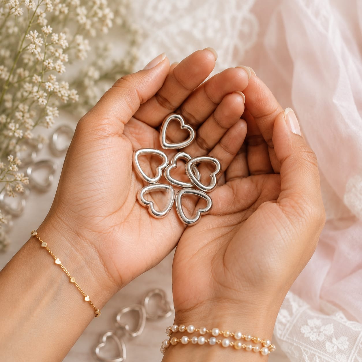 Silver Heart Shape Metal Rings | Open Heart Connectors for DIY Bracelet, Jewellery Making, Crafts & Hair Accessories | Pack of 30