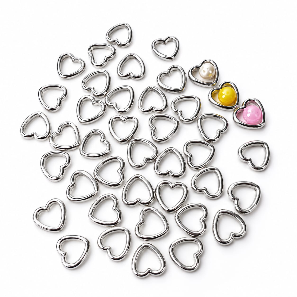 Silver Heart Shape Metal Rings | Open Heart Connectors for DIY Bracelet, Jewellery Making, Crafts & Hair Accessories | Pack of 30 - Image 2