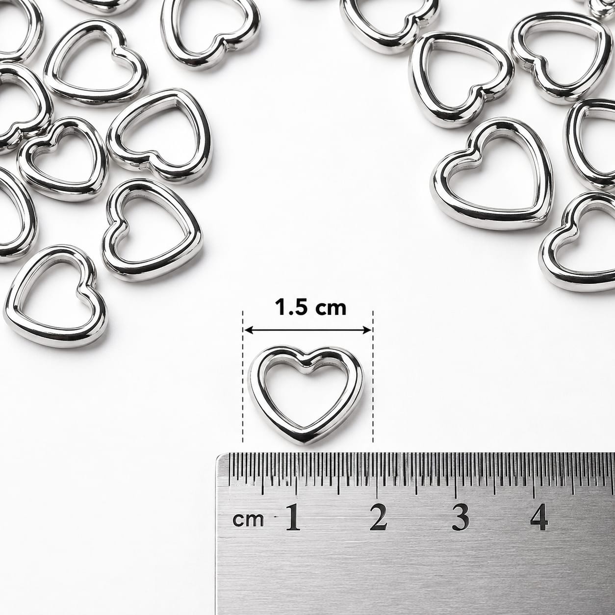 Silver Heart Shape Metal Rings | Open Heart Connectors for DIY Bracelet, Jewellery Making, Crafts & Hair Accessories | Pack of 30 - Image 3